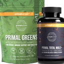 Primal Harvest Primal Gesamt Male+ & Primal Greens Männer Multivitamin und Nahrungsergänzung mit Ginseng, Vitamine D und B, Zink, Probiotika und mehr, Gluten und Dairy kostenlos