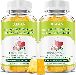 Premium Feminine Balance Gummis für Frauen Immune Gesundheit, Hawaiian Ananas Gummis unterstützen PH Balance & Vaginale Gesundheit, Vegan, Gluten-Free, 120 Count