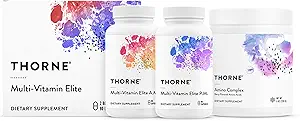 THORNE - Multi-Vitamin Elite AM & PM (180 Kapseln) & Amino Complex (Berry, 8 Oz) Bundle - Unterstützt Energieproduktion & Athletic Performance - Gluten, Dairy & Soy-Free