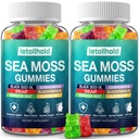 Sea Moss Gummies - Irish Sea Moss Gummies Fortgeschritten für Erwachsene mit Ashwagandha Bladderwrack & Burdock Wurzel für Unterstützung Immune, Energie - 60 Vegan Gummy,2PCS