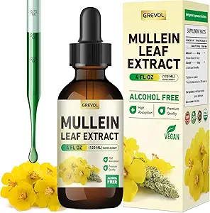 Mullein Tropfen für Lungsergänzung: Bio Mullein Leaf 30:1 Extrakt Tinktur mit Chlorophyll - Kräuterergänzung Unterstützung Lung Cleanse & Respiratory Function - Non-GMO, Vegan - 4 Fl Oz