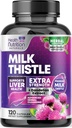 Milk Thistle Supplement - Advanced Liver Cleanse Detox & Repair with Dandelion Root Extract - Natural Milk Thistle Silymarin Marianum Extract Liver Health Support, Non-GMO, Bottled USA - 120 Kapseln