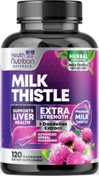 Milk Thistle Supplement - Advanced Liver Cleanse Detox & Repair with Dandelion Root Extract - Natural Milk Thistle Silymarin Marianum Extract Liver Health Support, Non-GMO, Bottled USA - 120 Kapseln