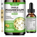 Flüssiges Magnesium-Glycinat-Ergänzung 1000mg, ruhiges Magnesium-Zitrat, Taurat Tropfen mit Omega 3, Zink, Ashwagandha, L-Theanin, Kamille für Schlaf, Stimmung, Stress Relief, Knochen, Muskel, Lemon Flavor