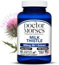 Arzt Morse Milchdistel Ergänzung 25:1 Extrakt 600mg Äquivalent zu 15000mg, Leber Detox Unterstützung 4:1 Extrakt 300mg Äquivalent zu 1200mg Dandelion Root - FDA Certified Ultra Potent Formula - 60 Caps