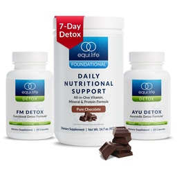 Equilife Dr. Cabral Detox, 7-tägiges Programm mit pflanzlichen Proteinen, Vitaminen, Aminosäuren, & Minerals, um Vollkörperbilanz, Meal Ersatzpulver, Vegan, Glutenfrei, Schokolade, 14 Portionen zu unterstützen