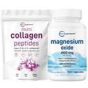 Micro Ingredients Multi Collagen Protein Powder 16oz & Magnesium Oxid 400mg Bundle Pack | Grasgefütterte Collagen Peptide | Elementale Form für maximale Konzentration