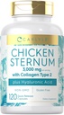 Carlyle Chicken Sternum Cartilage Collagen Capsules | Typ II 3000mg | 120 Pillen | mit Hyaluronsäure | Non-GMO, Glutenfrei