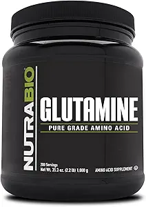 NutraBio reines L-Glutamin-Pulver - L-Glutamin-Ergänzung- Aminosäure - Reiner Grad: Absolut keine Zusatzstoffe, Füllstoffe oder Hilfsstoffe! - Muskelrückgewinnungsergänzung - (1000 Gramm)