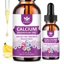 Calcium Citrate 1000mg mit Vitamin D3 für Damen und Herren - Flüssiges Calcium Magnesium Zink D3 K2 Beilage für Knochen, Zähne Unterstützung, Sugar Free, Vegan, Banana Flavor - 1 Fl Oz (2 Packung)
