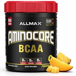 ALLMAX Nutrition AMINOCORE BCAA, Ananas Mango - 945 g Pulver - 8.18 Gramm verzweigtkettige Aminsäuren pro Portion - mit B Vitaminen - keine Füllstoffe oder nicht-BCAA Aminos - Zuckerfrei - 90 Portionen