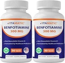 Vitamatic Benfotiamine 300 mg – Fat-Soluble Vitamin B1 – 90 Vegetarische Kapseln pro Flasche – 2 Flaschen (Gesamt 180 Kapseln)