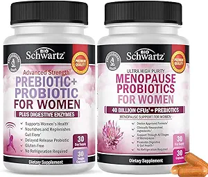 BioSchwartz Probiotische Menopause Ergänzung für Frauen (1 Monat Versorgung) Plus Präbiotika und Probiotika mit Verdauungsenzymen für Frauen (1 Monat Versorgung)