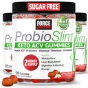 Kraftfaktor ProbioSlim Keto ACV Gummie, Bio Apfel Apfel Apfel Apfelegar Gummie mit LactoSpore Probiotics & Prebiotics zu unterstützen Verdauung, Stoffwechsel, & Immune Gesundheit, 1 Net Carb, Apple Flavor, 360ct