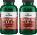 Swanson MultiOmega 3-6-9 - Non-GMO Flax, Borage & Fish Oil Capsules - Essential Fatty Acids Supporting Cardiovascular Health & Brain Health - (220 Softgels, 2400mg Servieren) 2 Flaschen
