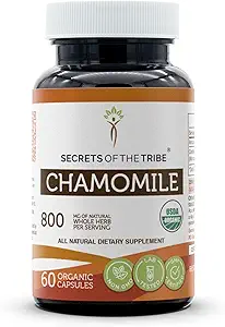Secrets of the Tribe Chamomile USDA Organic Capsules | Certified Organic Vegetarische Kapseln, pflanzliche Nahrungsergänzung | Matricaria recutita Getrocknete Blume (60 Count)