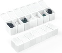 Wöchentliche kleine Pille Organizer, 7 Tage Pille Case, Tägliche Vitamin Case Medizin Box, Pillen-Container für Medizin ergänzt Fischöl (2Pcs, Weiß)