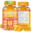 Magnesium-Glycinat-Gummi 600mg, Chewable Sugar Free Kalium Magnesium-Gummi-Gummi mit Magnesium-Glycinat, Vitamin D, B6 und CoQ10 für Schlaf, Entspannung, Gehirn & Muskel, 120 Zähler