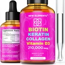 Liquid Biotin Keratin Collagen Peptide & Vitamin D3 für Haarwachstum MCT Öl Tropfen 210.000mcg – Leistungsstarke Formel für Haar Haut und Nägel, fortschrittlichste Haarwachstumsergänzung für Frauen & Männer