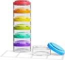AUVON Stackable Pill Organizer für flexiblen Einsatz, extra große wöchentliche Pille Case mit Effizienter Füllung Design, Bunte Pille Box 7 Tage einfach zu verfolgen, Pill Container für Medikamente, Vitamine, Fischöle