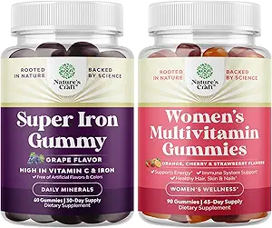 Bundle Extra Strength Iron Gummies für Frauen und Männer mit Vitamin C für höhere Absorption, und leckere tägliche Multivitamin für Erwachsene Energie und Immunität - Vitamine für Frauen Gesundheit und Wellness