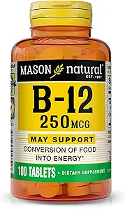 MASON NATURAL Vitamin B12 500 mcg mit Calcium, unterstützt Energie & Nerve Gesundheit, 100 Tabletten, Packung von 3