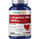 NusaPure L-Arginin 1000 mg 200 Veggie Kapseln (Non-GMO, Vegetarisch, Vegan)