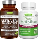 Ultra Pure EPA + Pure Folate 400mcg Bundle, 500 mg Omega-3 EPA Wild Fish Oil + Optimiertes L-Methylfolat, von Igennus