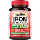 Eisen-Ergänzung, 65mg Carbonyl Eisen mit 250mg Vitamin C, Stomach freundliche Eisen Pillen für Blutbau Frauen & Männer, hohe Absorption, keine Übelkeit, keine Verstopfung, Non-GMO, keine Gluten, 60 Vegan Tabs