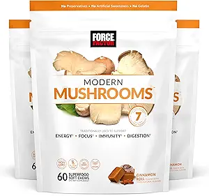 Kraftfaktor Moderne Pilze Weiche Kauen, Pilz-Ergänzung mit Lions Mane, Türkei Tail, & Cordyceps zu unterstützen Energie, Immunität, & Digestion, Cinnamon Roll, 180 Soft Chews, 3-Pack