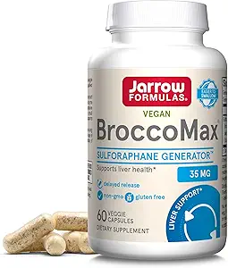 Jarrow Formulas BroccoMaxra Sulfophane Generator 35mg w/Sulforaphane Glucosinolate & Myrosinase, Nahrungsergänzung für Lebergesundheitsunterstützung, 60 Delayed Release Veggie Caps, 30 Day Supply(Pack von 12)