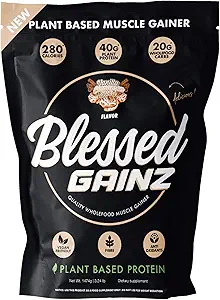 BLESSED Gainz Vegan Protein-Pulver - 40g pflanzliches Proteinpulver - Meal Replacement Shake mit Pea Protein Powder - Vegan Protein Shake - 40 Servierungen (Vanilla Cinnamon Swirl)