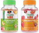 Lebensfähige Kurkuma Kinder + Probiotika 5 Billion Kinder, Gummis Bundle - Große Verkostung, Vitamin Supplement, Glutenfrei, GMO frei, Kaugummi