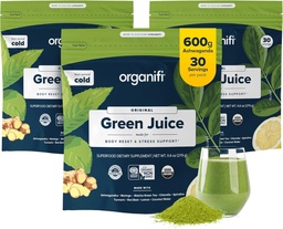 Organifi Grüner Saft - Bio-Superfood-Pulver - 90-Tage-Versorgung - Bio-Vegan-Grünen - Hilft Cortisol zu reduzieren - Bietet bessere Reaktion auf Stress - Unterstützt die Gewichtskontrolle - Total Body Wellness