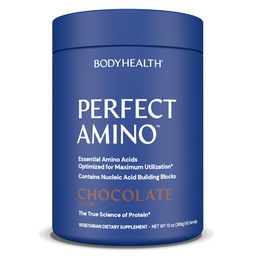 BodyHealth PerfectAmino Powder - BCAA und EAA Pulver für Vor- und Nacharbeit - Aminosäure Energy Drink für Männer und Frauen, um Lean Muskel und Erholung zu unterstützen - Schokolade - 60 Servietten