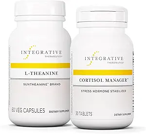 Integrative Therapie Bundle mit Cortisol Manager, 30 Tabletten & L-Theanine, 60 Kapseln - Cortisol Manager für Stressunterstützung mit Ashwagandha* - L-Theanine zur Unterstützung eines entspannten Staates*