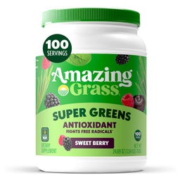 Erstaunliches Gras Grüns Superfood Antioxidans: Grüns Pulver mit Bio Spirulina, Rübenwurzelpulver, Elderberry & Probiotics, Sweet Berry, 100 Portionen (Packaging May Vary)