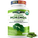 PURA VIDA MORINGA Kapseln Single Origin Moringa Powder Organic. Pure Moringa Blatt. Energie, Stoffwechsel, & Immununterstützung. 120ct. 500mg Caps.
