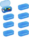 8PCS Pill Case Organizer Tasche kleine Pillenhalter, Tägliche AM &amp; PM-Container, Medizin Halter, Ideal für Medikamente, Vitamin, Ergänzung, Perfekt für Reisen, Ideal für Geldbeutel (blau)