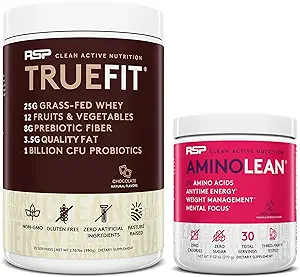 RSP NUTRITION AminoLean Pre Workout Energy (Fruit Punch 30 Servings) mit TrueFit Protein Powder (Chocolate 2 LB)