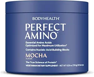 BodyHealth PerfectAmino Powder - BCAA und EAA Pulver für Pre- und Post Workout - Aminosäure Energy Drink für Männer und Frauen, um Lean Muskel und Erholung zu unterstützen - Mocha - 30 Servietten