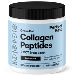 Perfect Keto Collagen Peptides Protein Pulver mit MCT Öl, hydrolysiertes Collagen, Typ I & III Supplement, Glutenfrei, Gras Fed, Low Carb, Keto Coffee Creamer, Kollagen für Damen und Herren, Unflavored