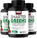FORCE FACTOR Smarter Greens Tablets, 3-Pack, Greens Supplement mit 25+ Superfoods und Antioxidantien, um Verdauung zu verbessern, Stress zu reduzieren, Immunität zu stärken und Stoffwechsel zu unterstützen, 270 Tabletten