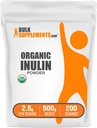 BulkSupplements.com Organic Inulin Powder - Inulin Supplement, Soluble Fiber Powder - Vegan & Gluten Free - 2,5g pro Servierung, 500g (1.1 lbs) (Pack von 1)
