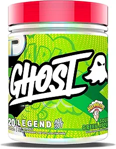 GHOST All Legend Out Pre-Workout Powder, Warheads Sour Green Apple - 20 Servierungen - Vor-Workout Ergänzung für Männer & Frauen - Energie & Pumpen - Koffein, L-Citrulline, & Beta Alanine Blend - Zuckerfrei