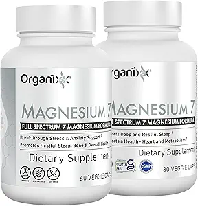 Organixx Magnesium-Glycinat-Ergänzung für Unterstützung Schlaf, Muskel & Herz Gesundheit, 7 Typ Magnesium-Komplex mit Vitamin B6, Mangan-Zitrat, Glutenfrei, Vegan, Non GMO, hohe Absorption, 90 Kapseln