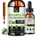 (2 Pack) Soursop Graviola Liquid Tropfen 1800mg, 98% Absorption Soursop Bitter Flüssigkeit für Zellunterstützung & Regeneration, Immune Boost, Relax, Leber und Schlaf, Kräuter-Güte, Glutenfrei, 1 Fl Oz