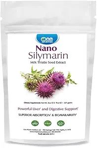One Planet Nutrition Nano Silymarin Powder 8 oz (227 Servierungen), Milk Thistle Seed Extract, Nano for Enhanced Absorption, unterstützt Gesamtschwierigkeit, Non-GMO, Vegan, Glutenfrei