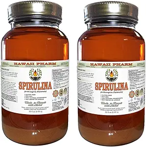 Spirulina Alcohol-Free Liquid Extract, Bio Spirulina (Arthrospira platensis) Getrocknete Algen Glycerite natürliche Kräuterergänzung, Hawaii Pharm, USA 2x32 fl.oz