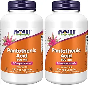 Jetzt Ergänzungen, Pantothensäure (Vitamin B-5) 500 mg, B-Komplexes Vitamin, 250 Kapseln (Pack von 2)